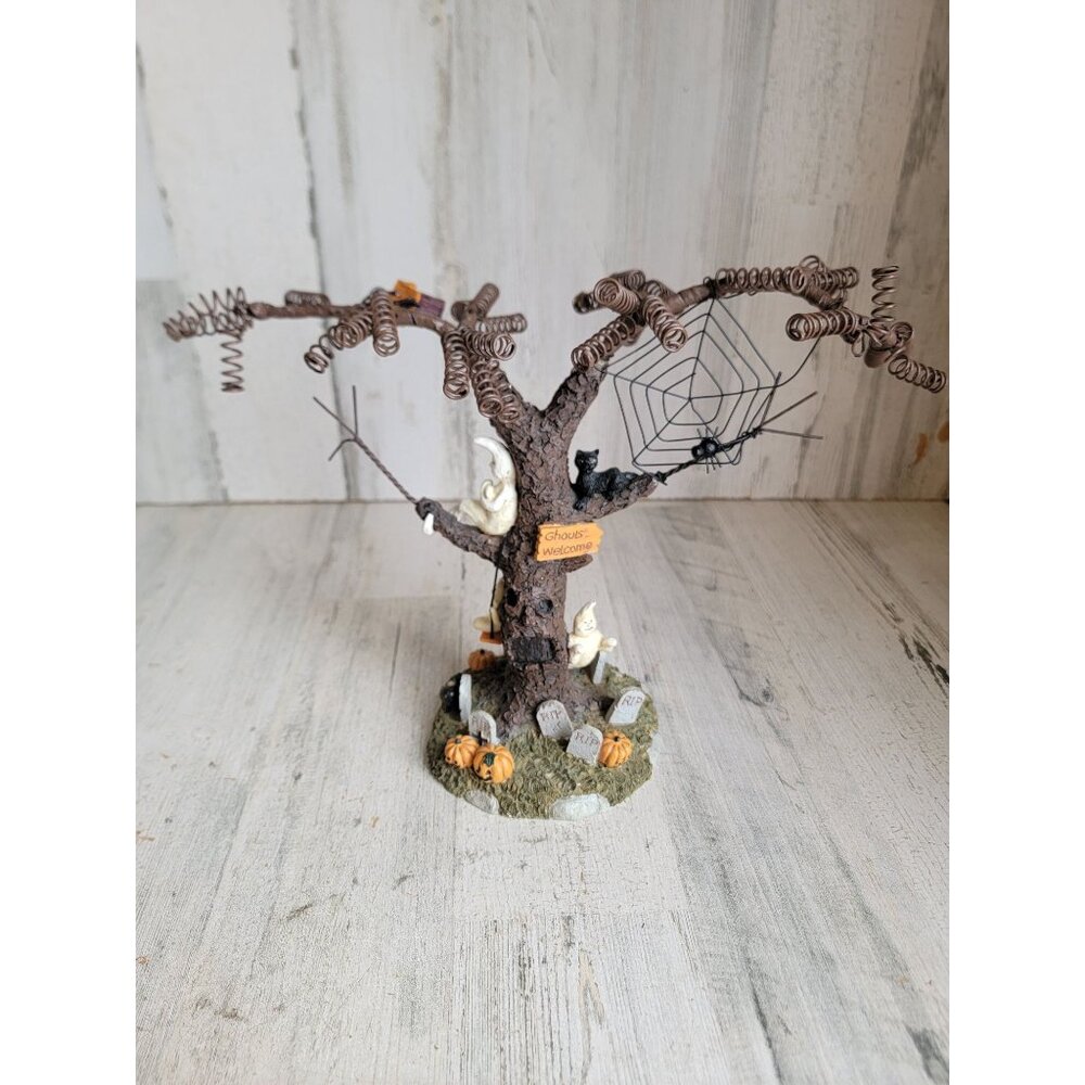 Halloween tree ghoul welcomes spider‎ home decor figure